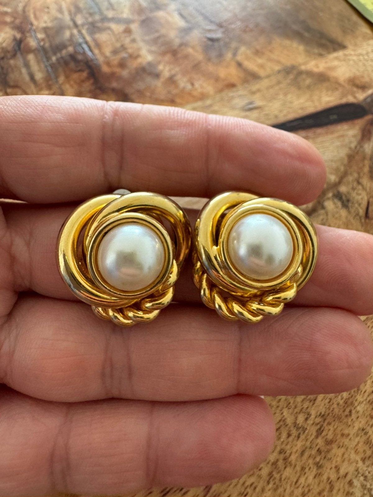 Vintage oorbellen faux parel, Ophalen of Verzenden, Zo goed als nieuw, Overige materialen