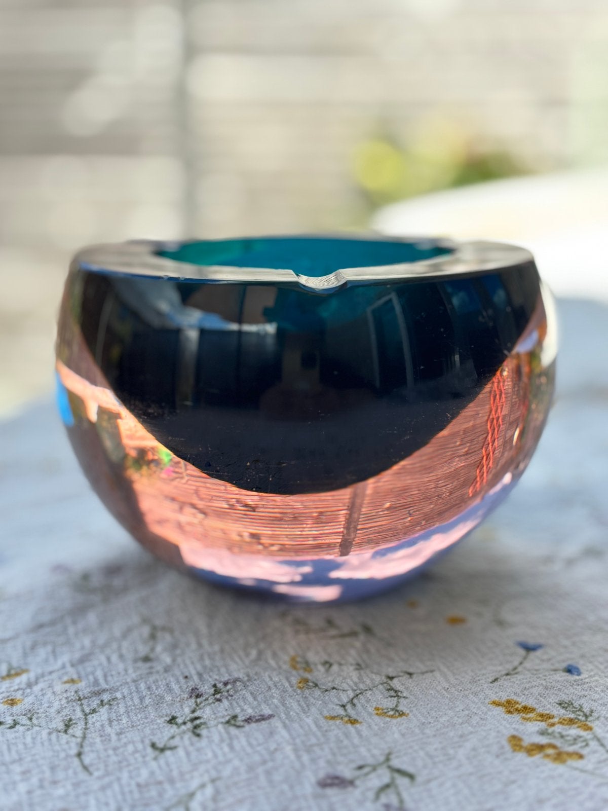 Vintage Murano Sommerso asbak jaren 60/70 - turquoise/roze, Antiek en Kunst, Antiek | Glas en Kristal, Ophalen