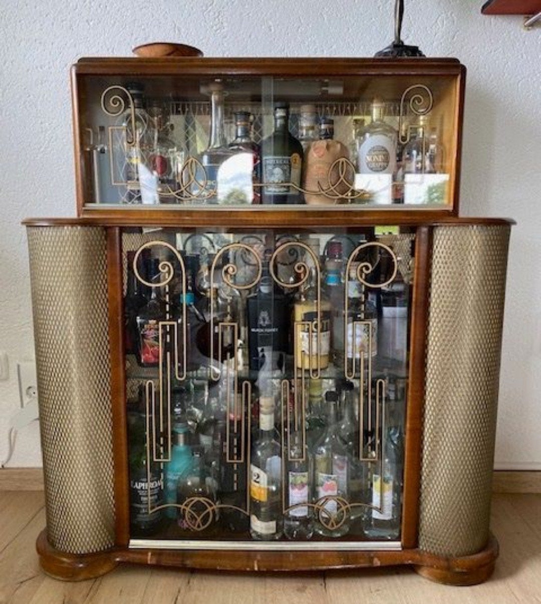 vintage art deco stijl walnoot barkast, Huis en Inrichting, Ophalen