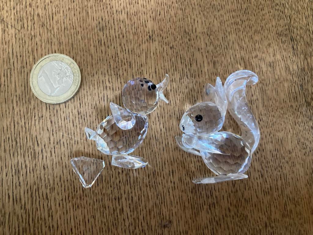 Swarovski Kristal eekhoorn en kuikentje-, Ophalen of Verzenden, Gebruikt, Figuurtje