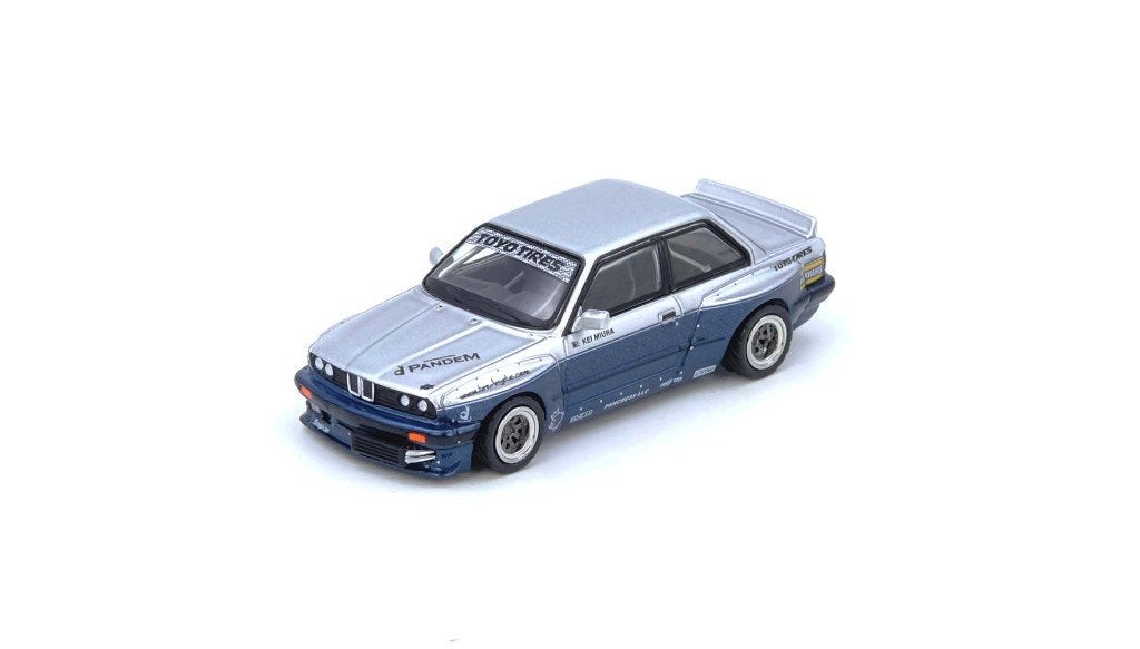 BMW E30 M3 Pandem Rocket Bunny Grijs/blauw 1:64 Inno In131, Verzenden, Nieuw, Auto