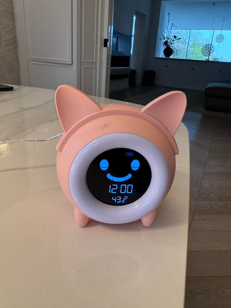 Leuke Roze Digitale Wekker met Kattenoren en Smiley, Witgoed en Apparatuur, Wekkers, Ophalen, Zo goed als nieuw, Digitaal