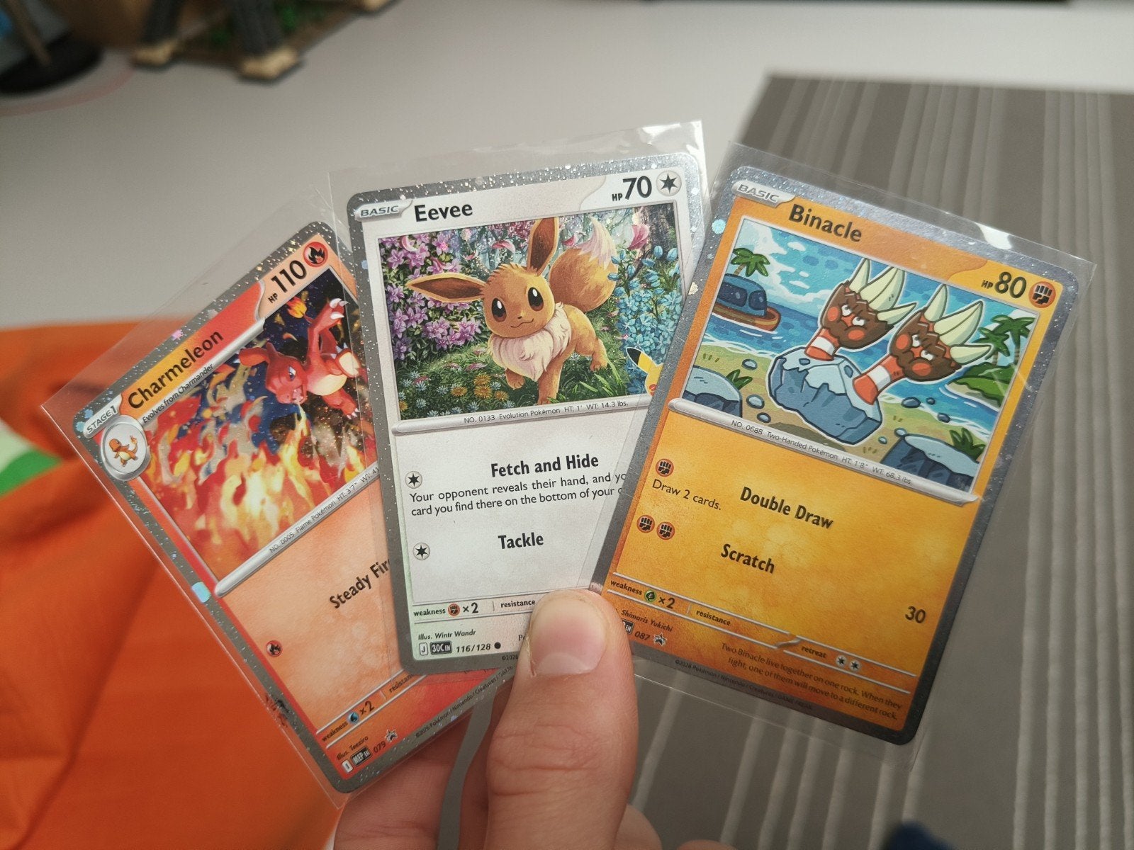 Pokémon Promo Kaarten Eevee, Charmeleon, Binacle, Ophalen of Verzenden, Nieuw, Meerdere kaarten, Foil