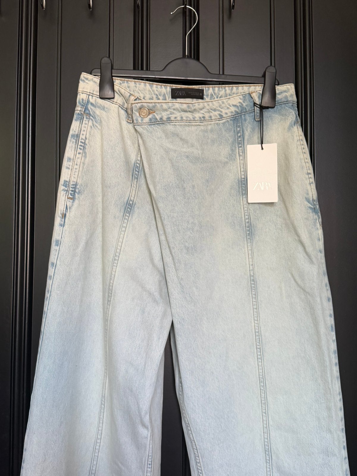 Zara baggy wide-leg jeans met asymmetrische sluiting en rits, Ophalen of Verzenden, Nieuw, Blauw, W30 - W32 (confectie 38/40)