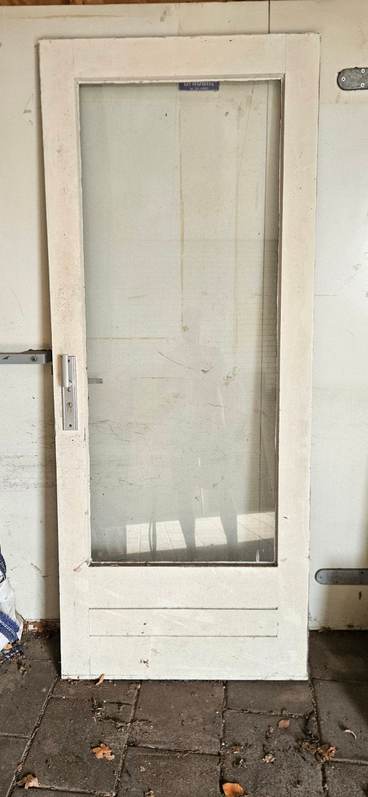 Hardhouten buitendeur met enkel glas en 3-puntssluiting, Ophalen, Gebruikt, 80 tot 100 cm, Buitendeur