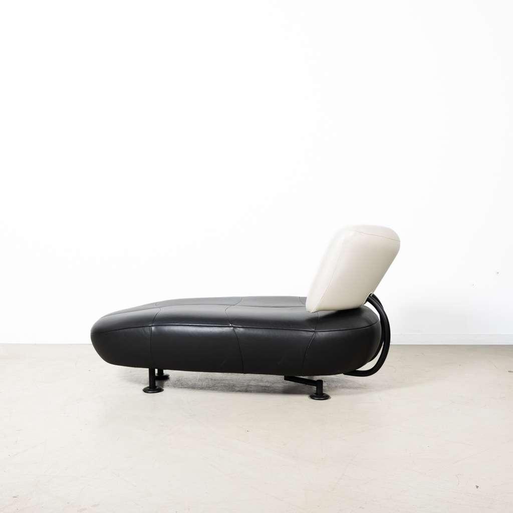 1x Leolux Kikko Chaise Longue Fauteuil Wit/Zwart Leer, Niet ingevuld, Overige maten, Niet ingevuld, Zo goed als nieuw