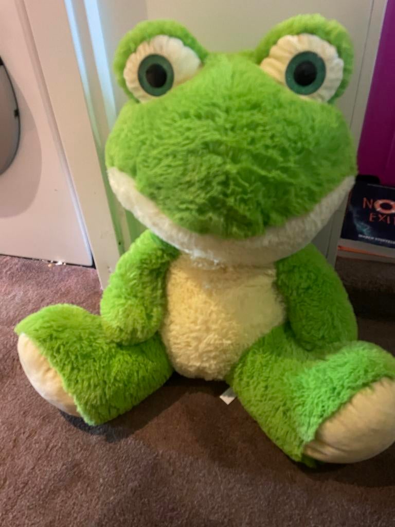 Grote zachte groene kikker knuffel, Kikker, Groen, Ophalen of Verzenden, Zo goed als nieuw