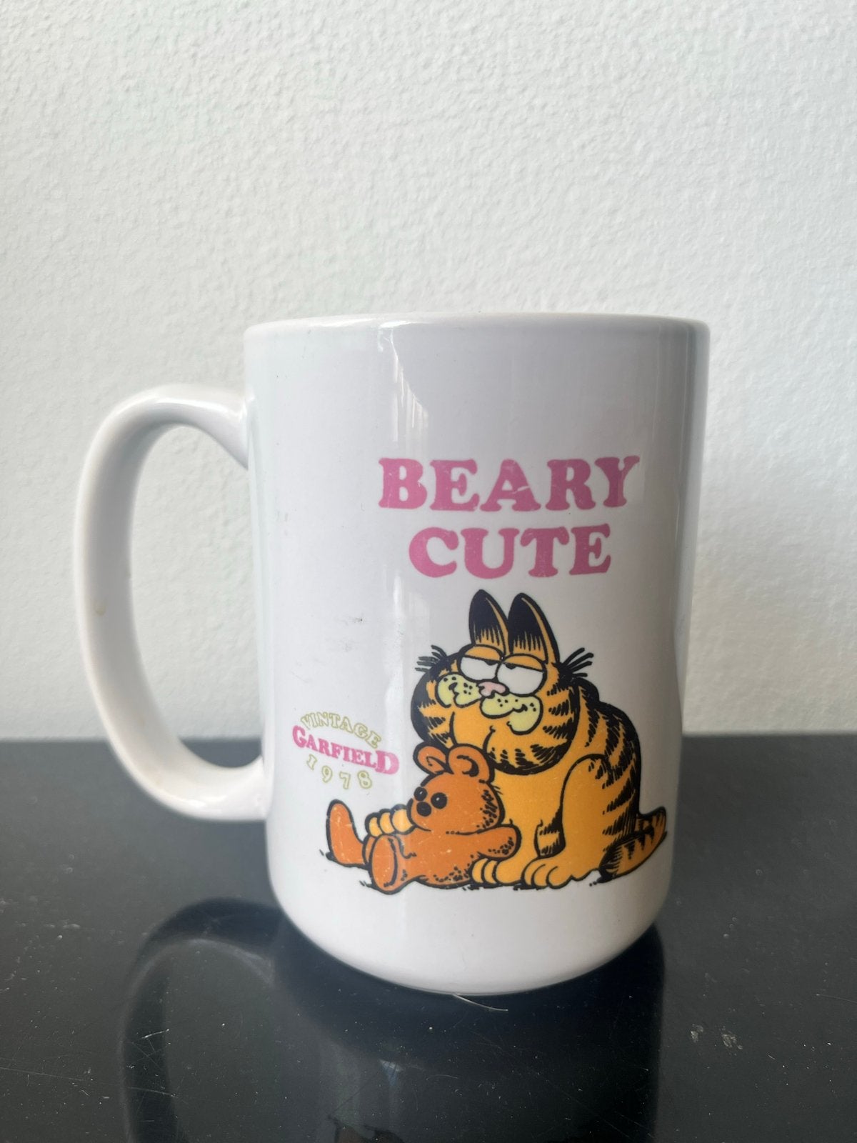 Vintage Garfield Mok - Beary Cute - 1978, Ophalen of Verzenden, Steen/keramiek, Wit, Overige merken