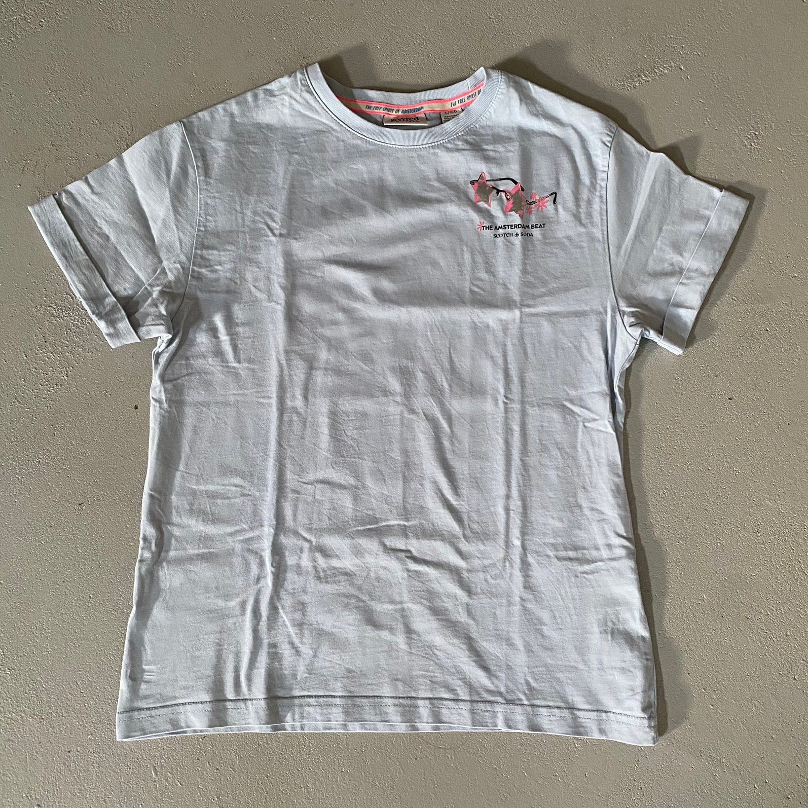 Super mooi lichtblauw shirt van Scotch & Soda maat 164, Kinderen en Baby's, Kinderkleding | Maat 164, Verzenden, Nieuw, Meisje