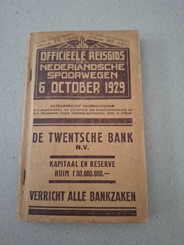 Dienstregeling NS 1929, Ophalen of Verzenden, Gebruikt, Trein, Boek of Tijdschrift