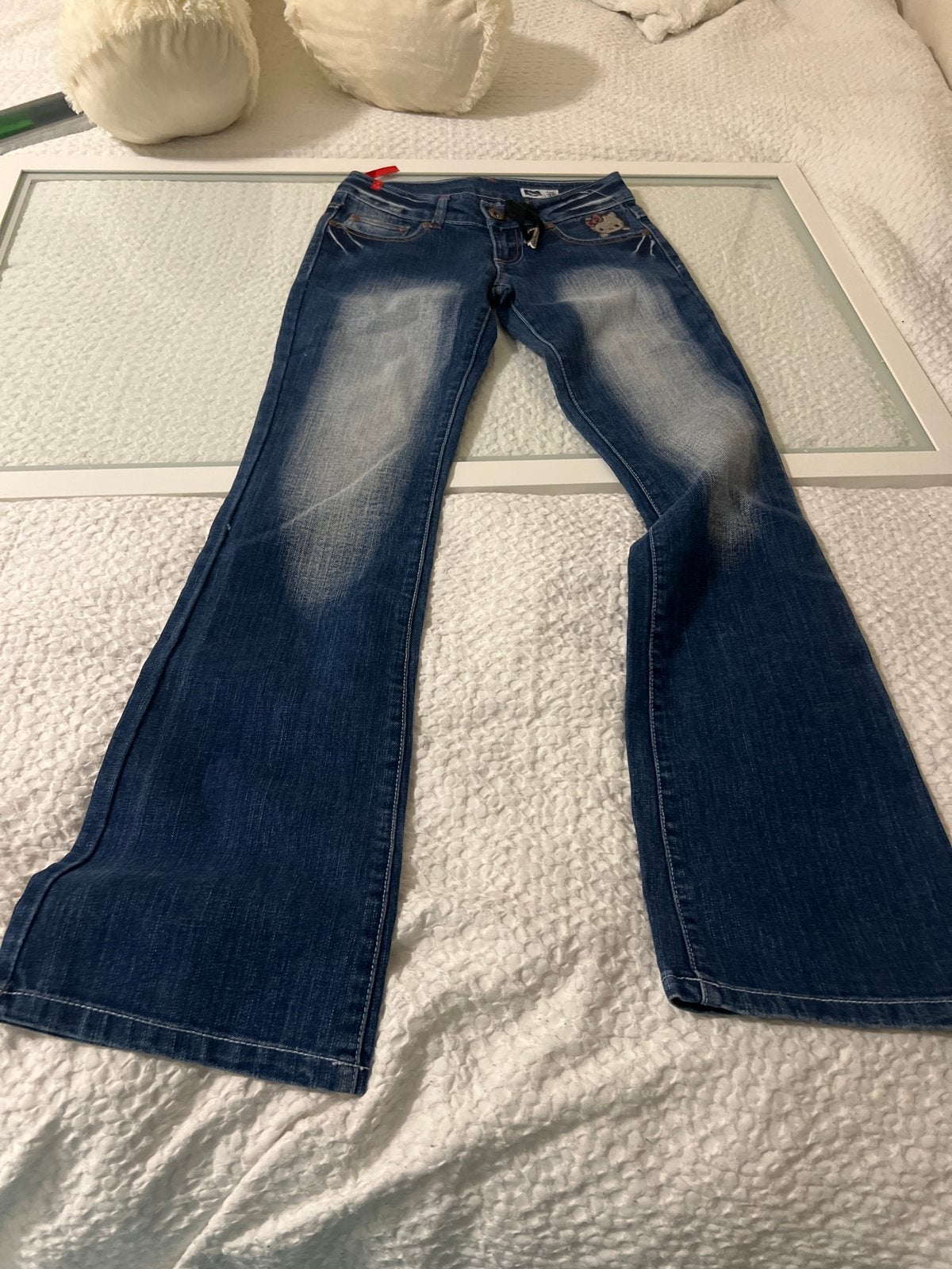 Hello Kitty flared jeans maat 34, Ophalen of Verzenden, Nieuw, Blauw, W30 - W32 (confectie 38/40)