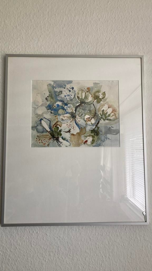 Mooie aquarel bloemen gesigneerd NvE 89, Ophalen