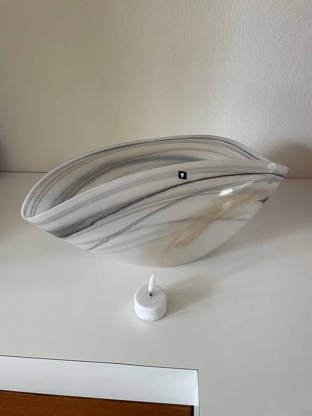 Leonardo fruit schaal - Glas - Ovaal - Wit/Grijs, Ophalen, Schaal, Ovaal, Glas