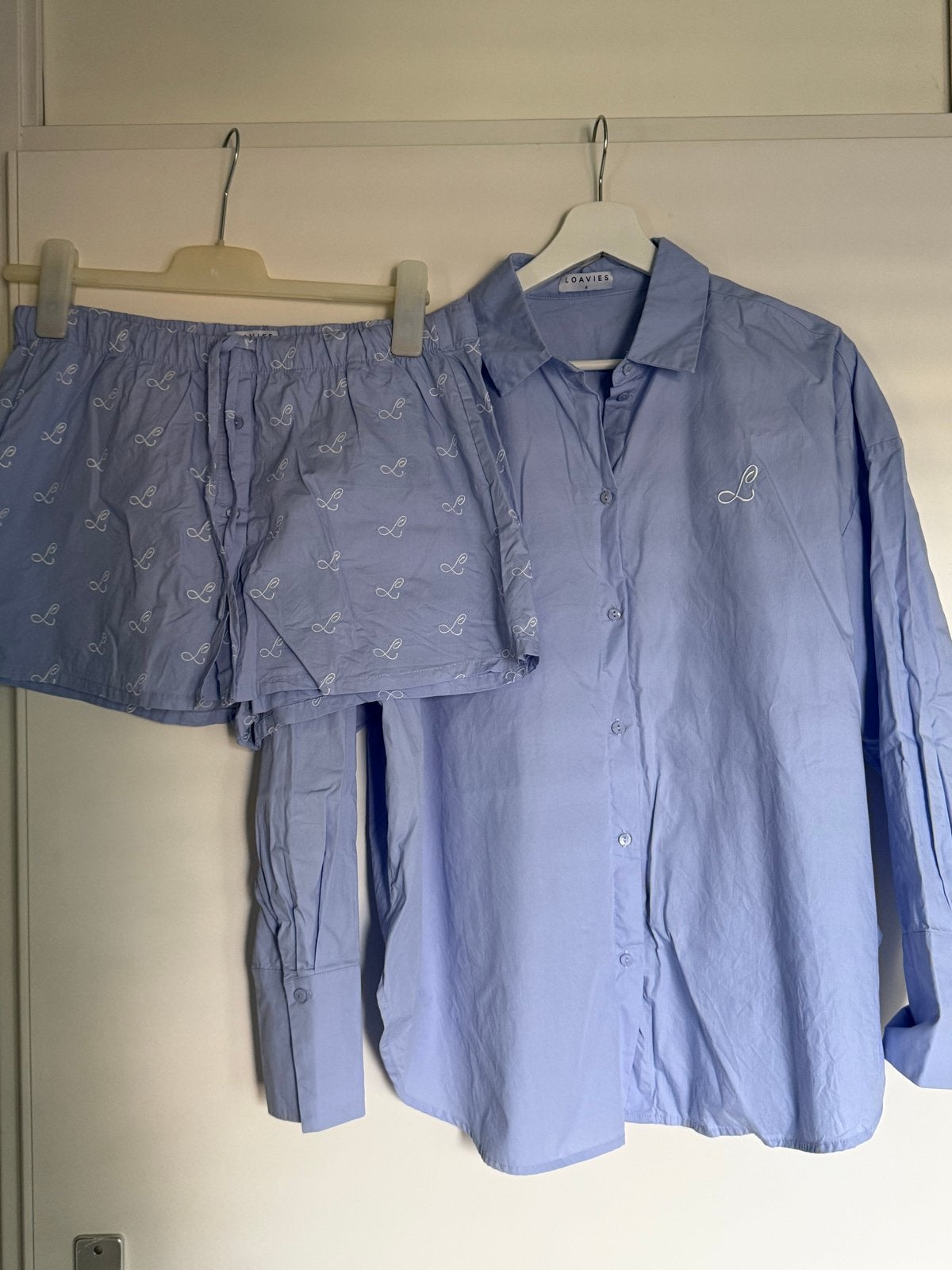 Loavies Pyjama Set Lichtblauw Maat M, Ophalen, Zo goed als nieuw, Maat 38/40 (M)