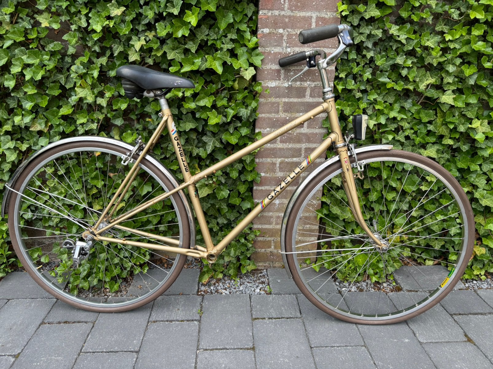 Gazelle Champion Mondial dames mixed frame Reynolds 531, Ophalen, 28 inch, 10 tot 15 versnellingen, Velgrem