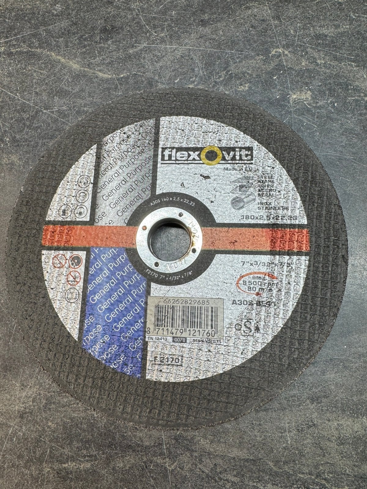 6 + 1 Flexovit Doorslijpschijf 180mm voor staal/RVS - Nieuw, Doe-het-zelf en Verbouw, Ophalen of Verzenden, Nieuw, Minder dan 700 watt