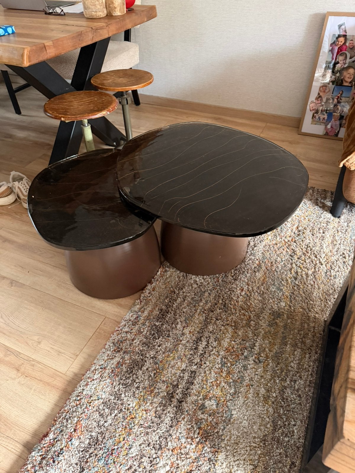 Salontafel set/2 Eclipse, Huis en Inrichting, Tafels | Salontafels, Rond, 50 tot 100 cm, Ophalen of Verzenden, Glas