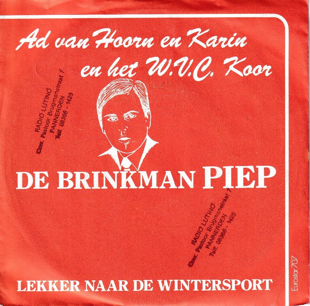 ad van hoorn en karin - de brinkman piep  (piraat/ 1984 ), Cd's en Dvd's, Gebruikt, 7 inch, Ophalen of Verzenden, Beschermende buitenhoes