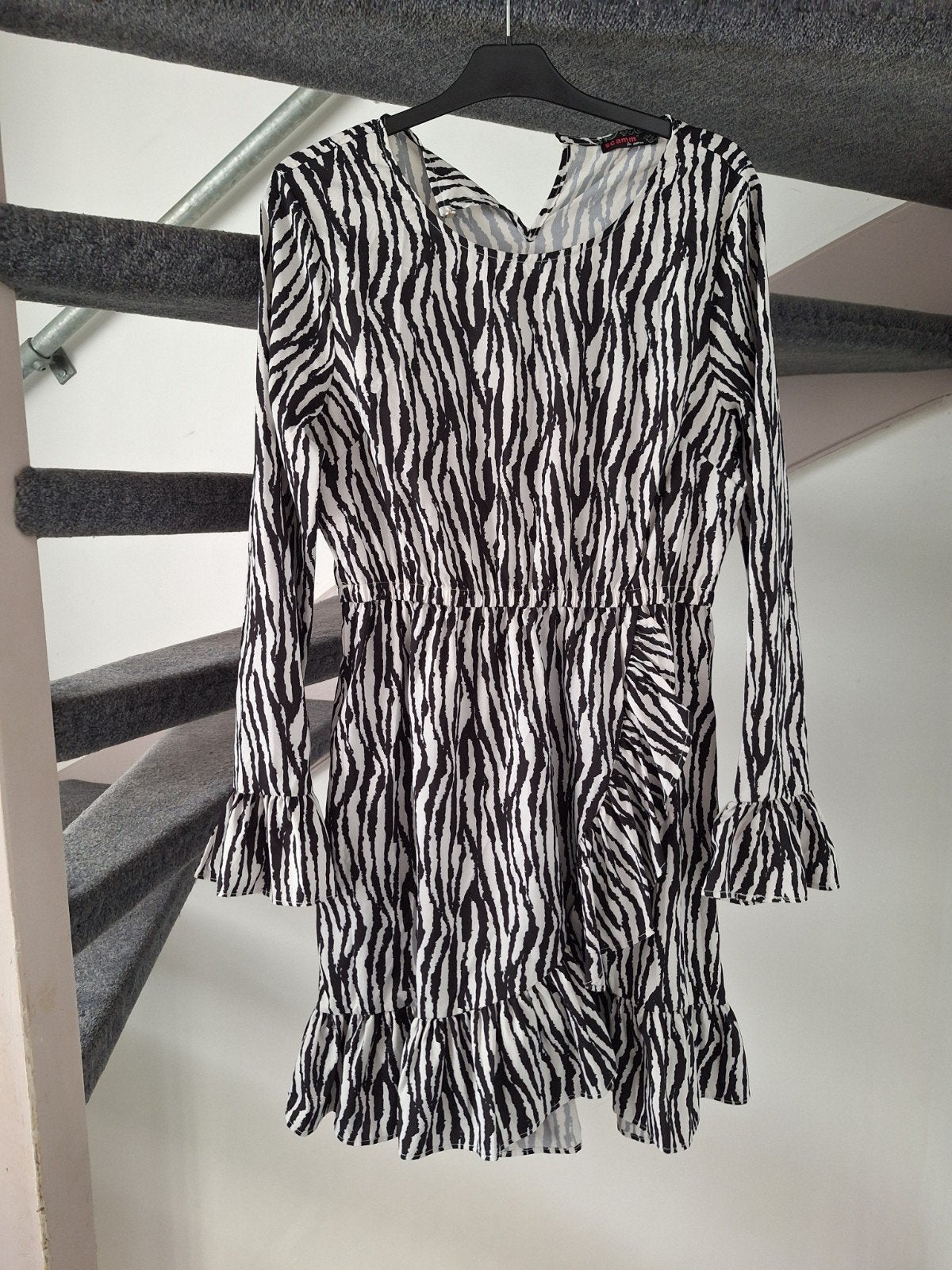 SCAMM Zebra Print Jurk Maat L, Zwart, Maat 42/44 (L), Ophalen of Verzenden, Zo goed als nieuw