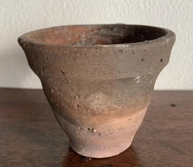 Terracotta pot, pit met losse kaars; 11,5 cm doorsnee, Ophalen of Verzenden, Gebruikt, Kaars