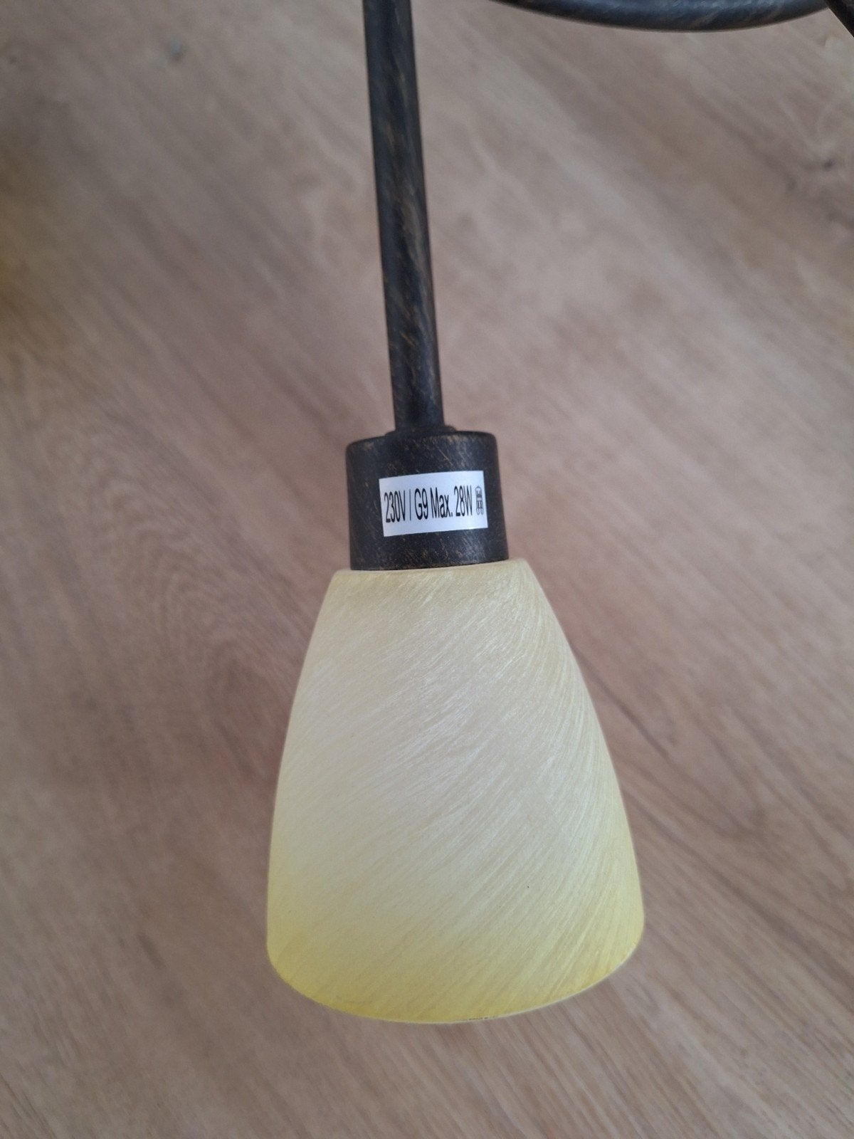 Kwantum hanglamp - donkerbrons met 8 lampjes, Ophalen, Zo goed als nieuw, Glas, G9