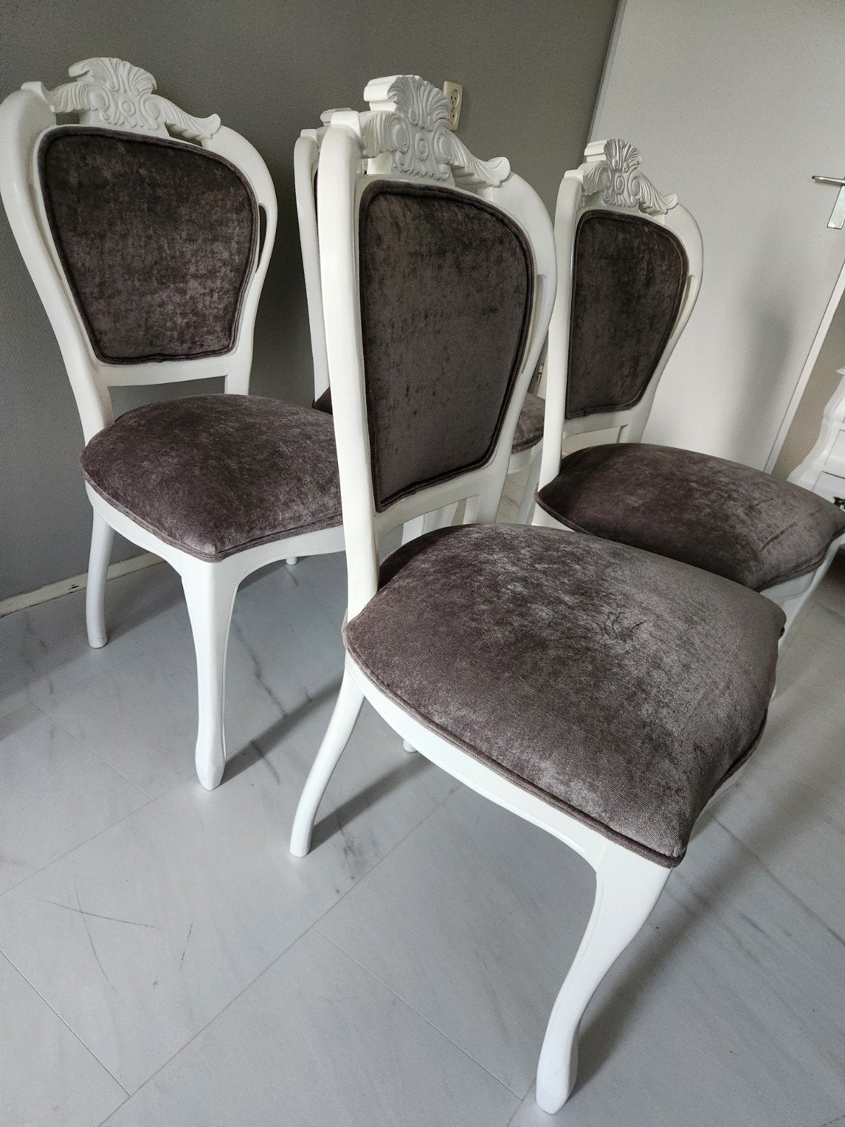 4 Barok eethoekstoelen, Ophalen, Gebruikt, Wit
