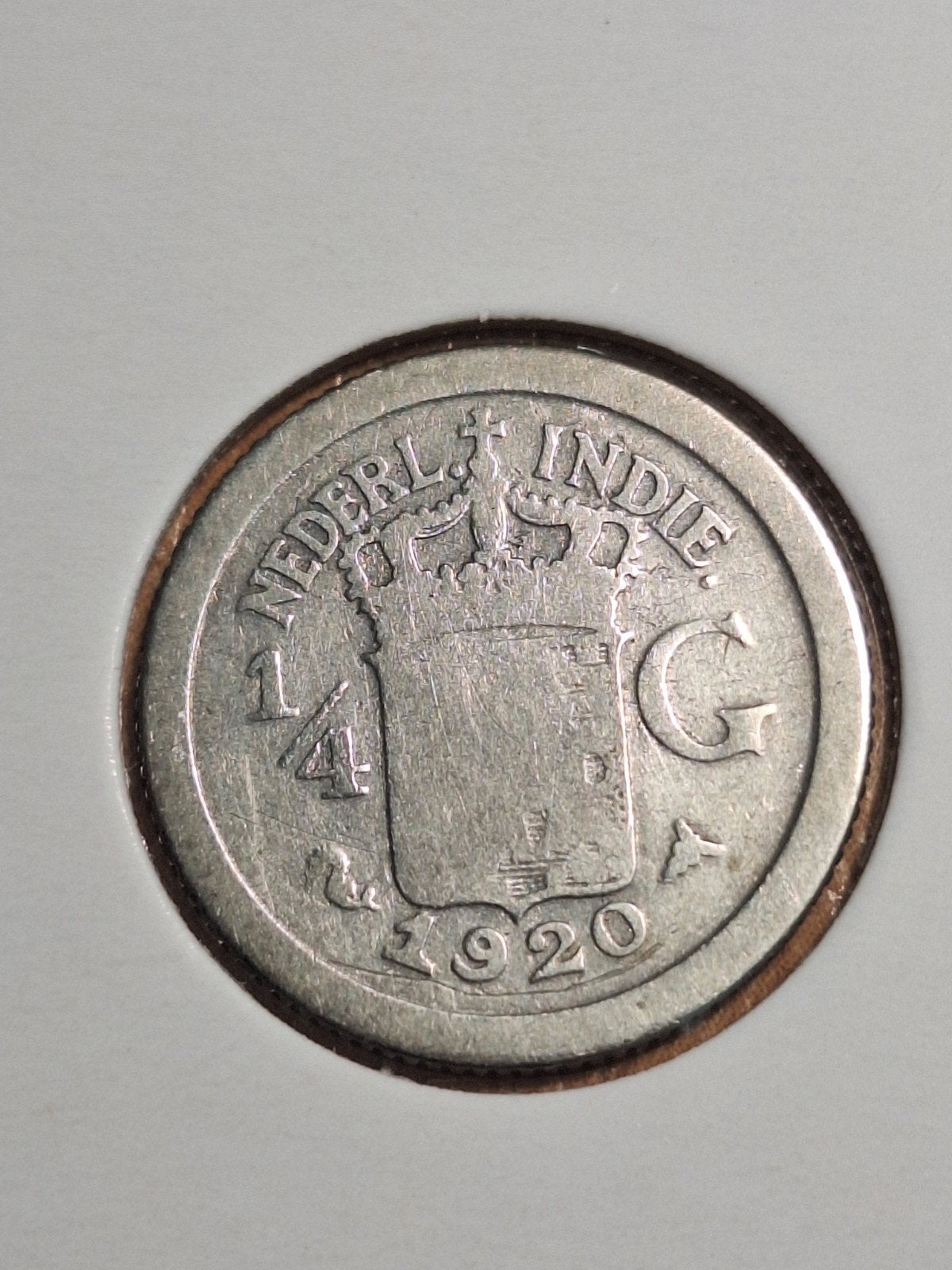 NEDERLANDSE INDIË ¼ gulden 1920 (#55), Ophalen of Verzenden, Koningin Wilhelmina, 25 cent, Losse munt