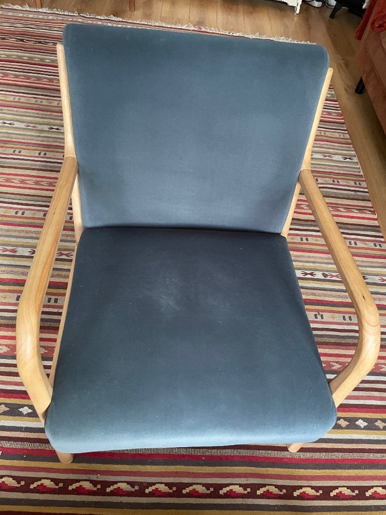 Mooi blauwe fauteuil!, Ophalen, 75 tot 100 cm, Zo goed als nieuw, 50 tot 75 cm