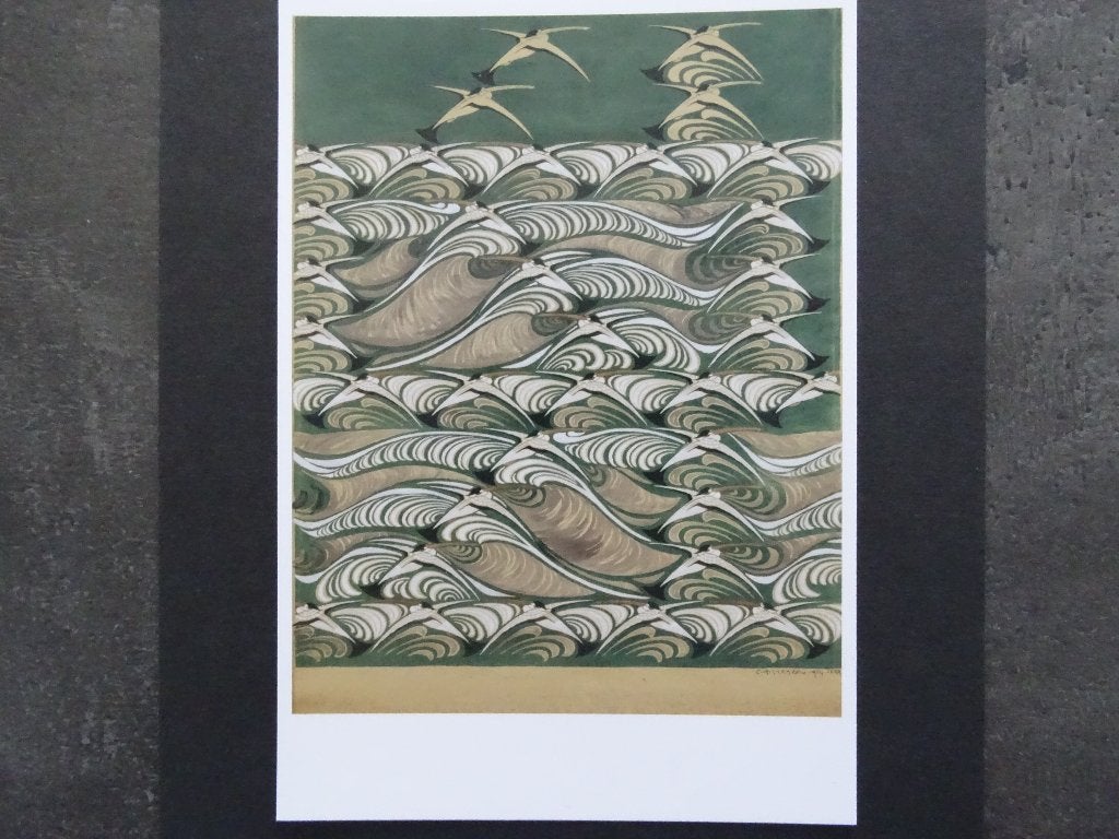 Chris Lebeau (1878-1945) / Ontwerp met vogels, 1924, Ophalen of Verzenden, 1920 tot 1940, Ongelopen, Sterren en Beroemdheden