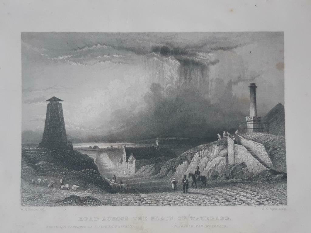 061 / Het Slagveld bij Waterloo België Staalgravure uit 1835, Antiek en Kunst, Ophalen of Verzenden
