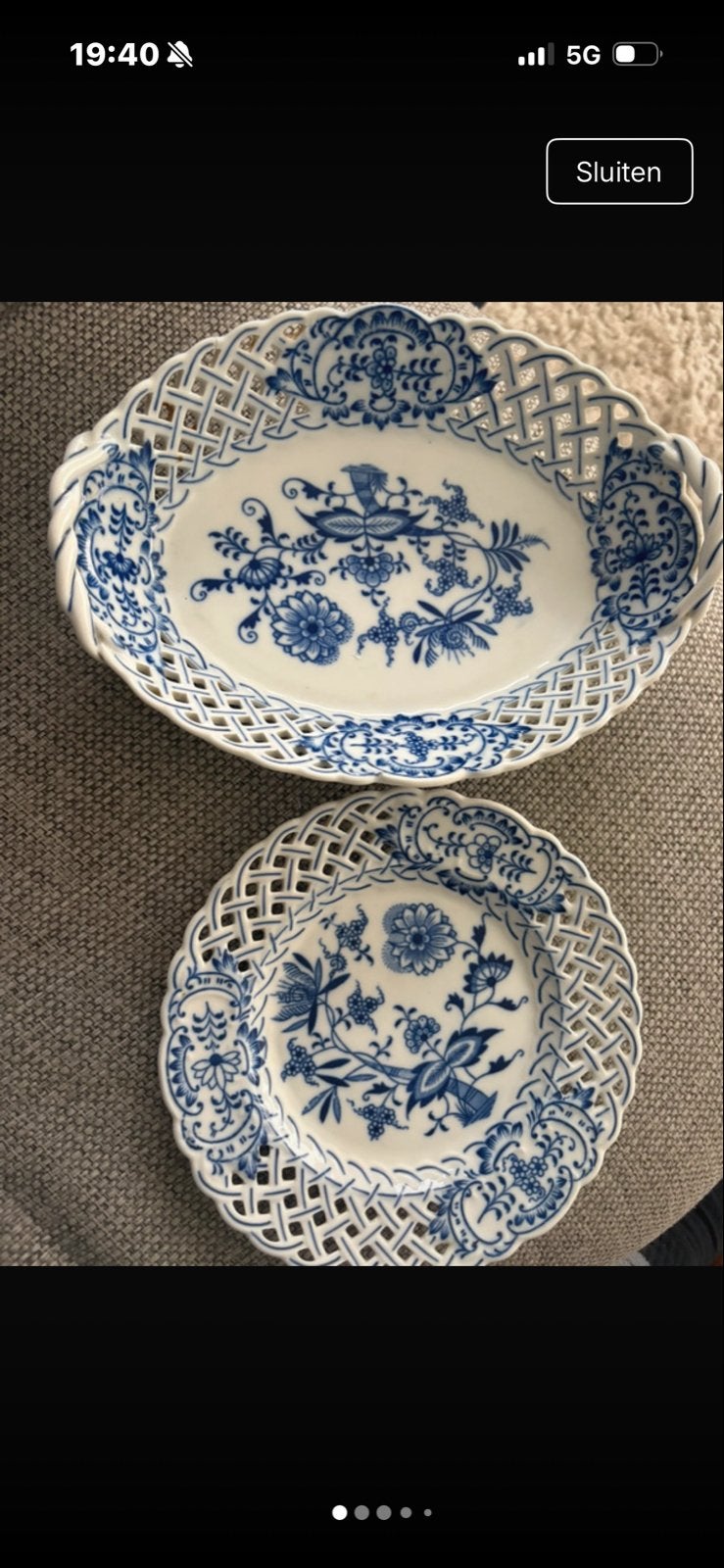 Origineel Zwiebelmuster mandje en schaal - Tsjechoslowakije, Ophalen of Verzenden