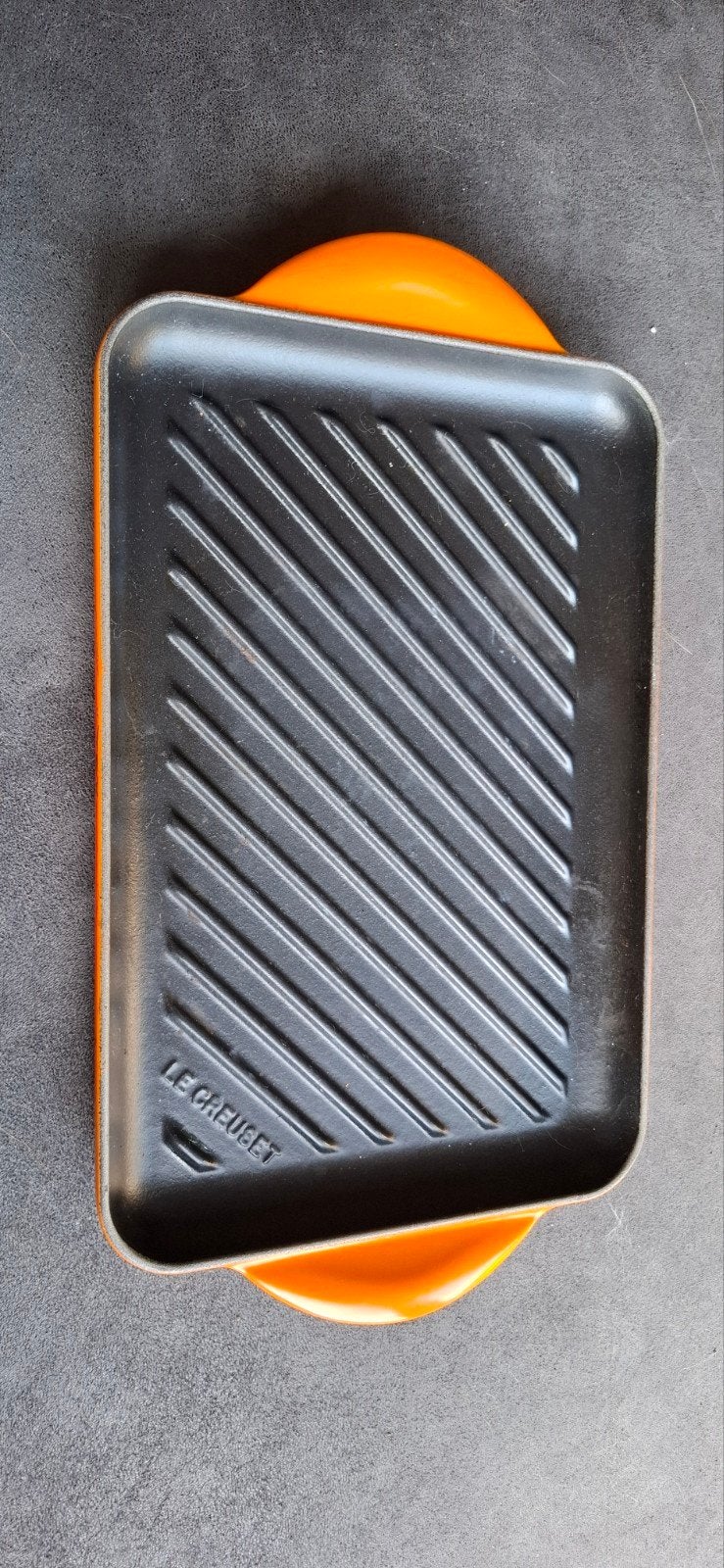 Le Creuset grillpan - Oranje gietijzer, Gietijzer, Overige typen, Le Creuset, Ophalen of Verzenden
