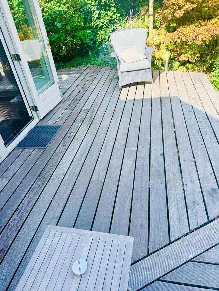 Houten Terrasplanken, vlonderdelen 35m2, Ophalen, Gebruikt, Hout