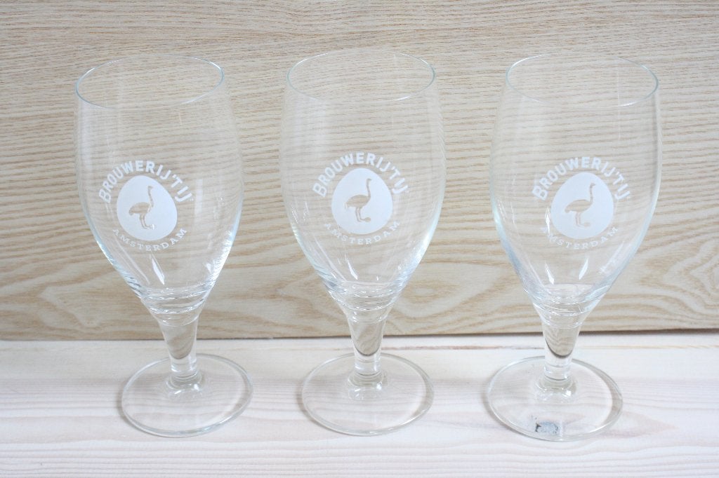 Drie bierglazen van Brouwerij 't IJ, Ophalen of Verzenden, Zo goed als nieuw, Glas of Glazen, Overige merken