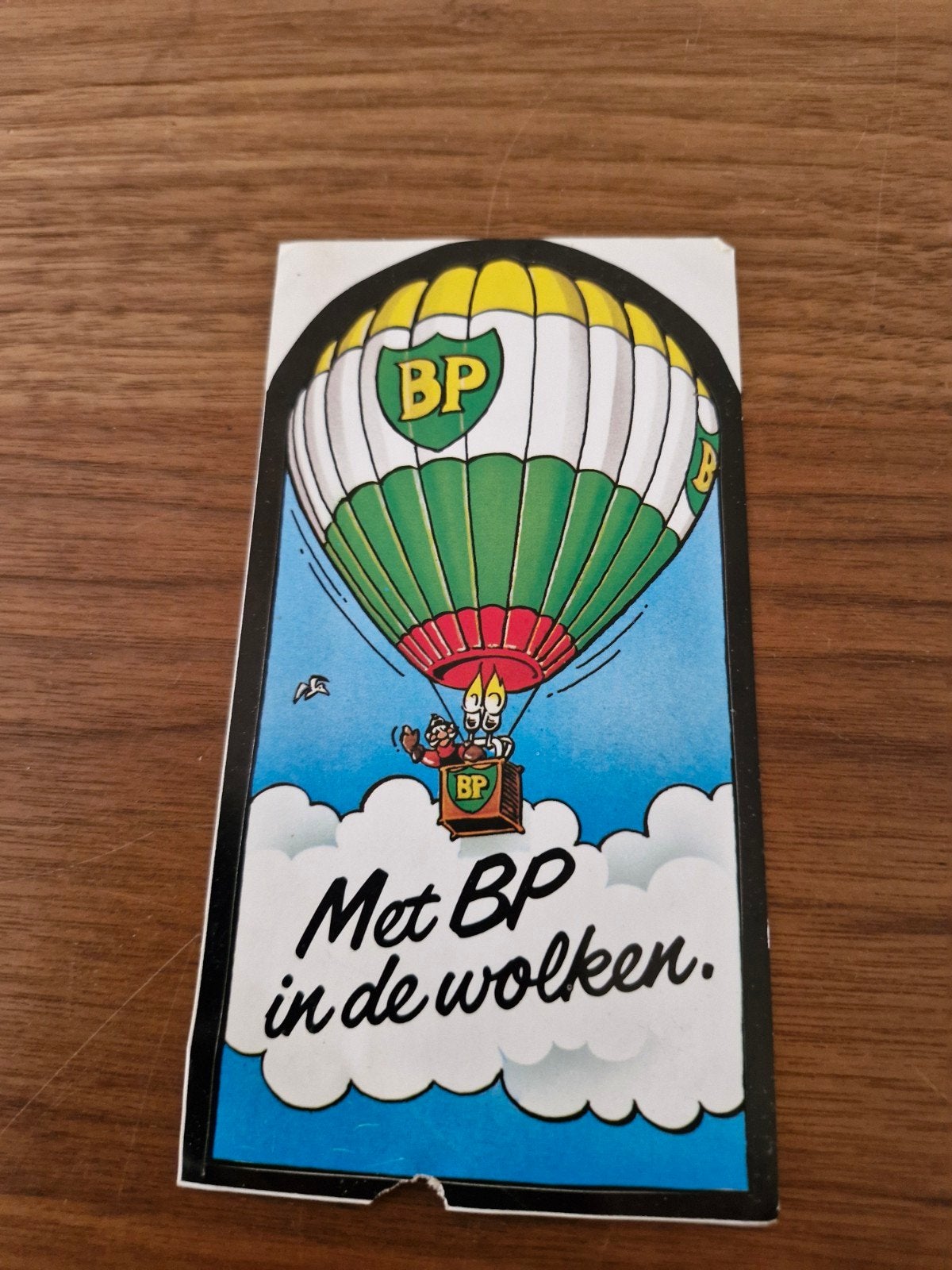 1113 Vintage BP Sticker - Met BP in de wolken (17x9 cm), Verzamelen, Ophalen of Verzenden