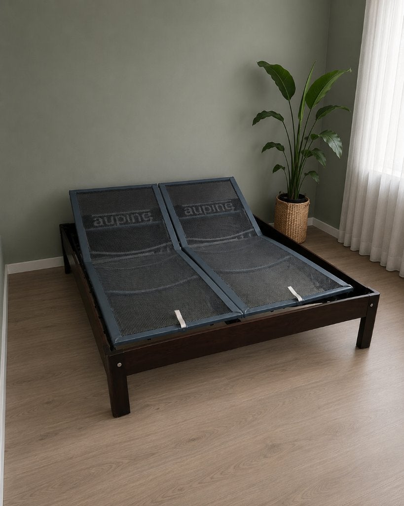Auping Auronde bed, Huis en Inrichting, Slaapkamer | Bedden, Ophalen, Gebruikt, Bruin, Tweepersoons