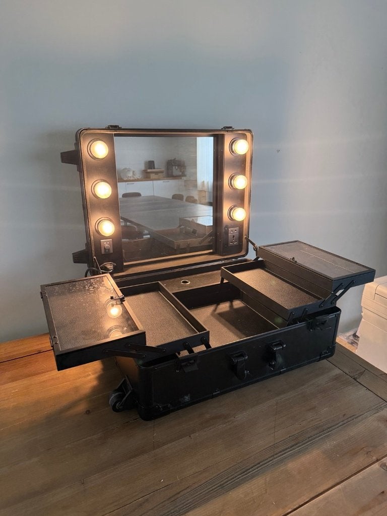 Professionele make-up koffer met verlichte spiegel, Ophalen, Zwart