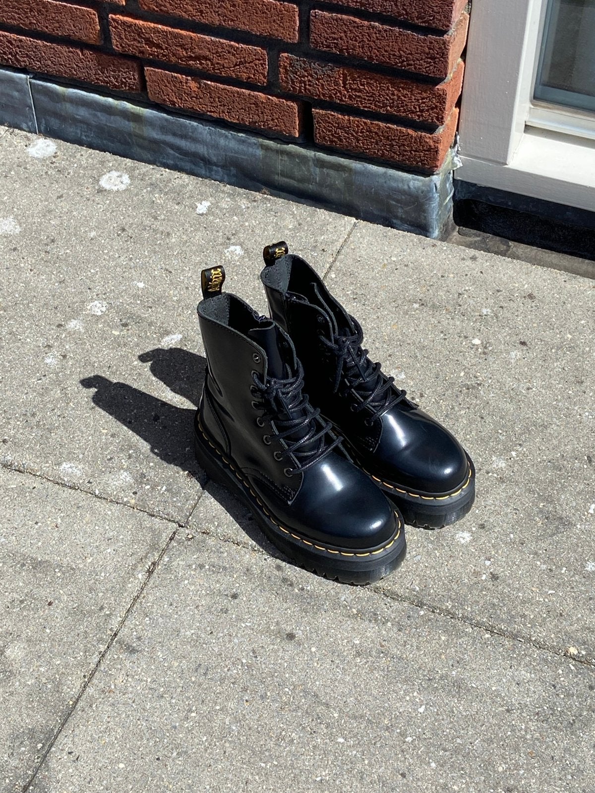 dr. martens black jadon boots (polished smooth), Zwart, Lage of Enkellaarzen, Ophalen of Verzenden, Zo goed als nieuw
