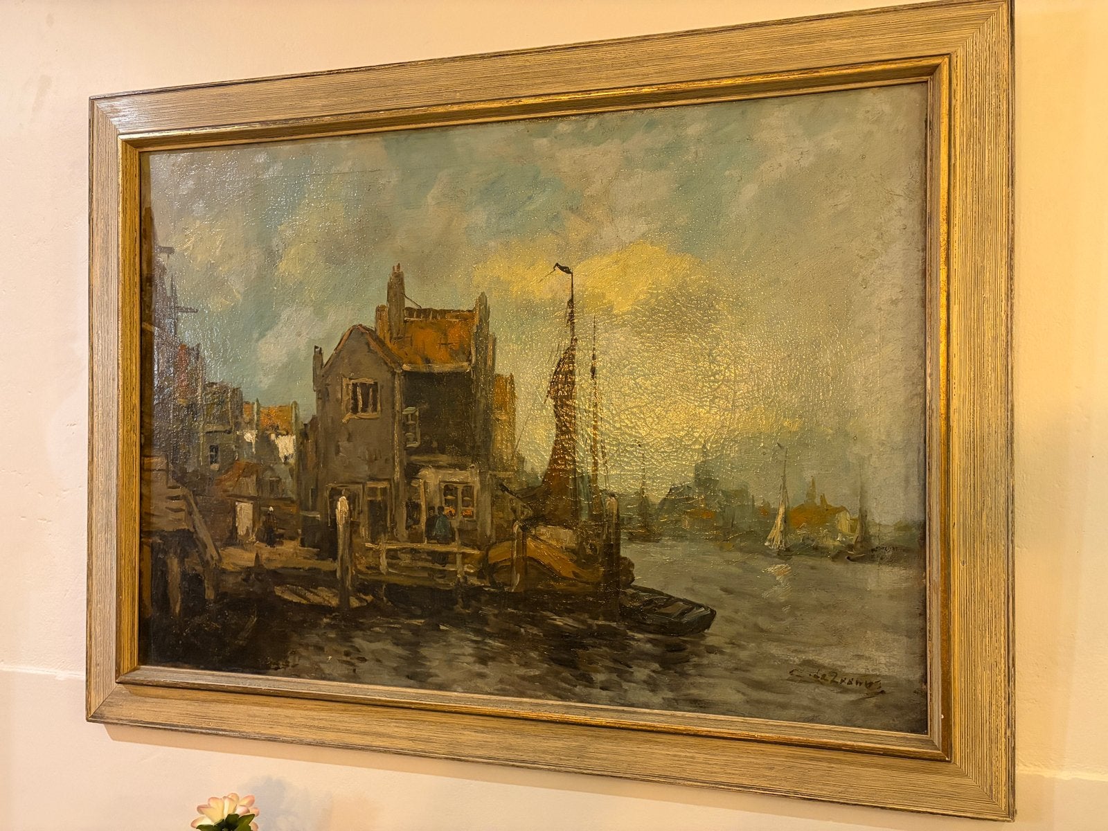 Cornelis de Zeeuw - Groot schilderij in goede staat, Ophalen, Doek, Realistisch, Gesigneerd