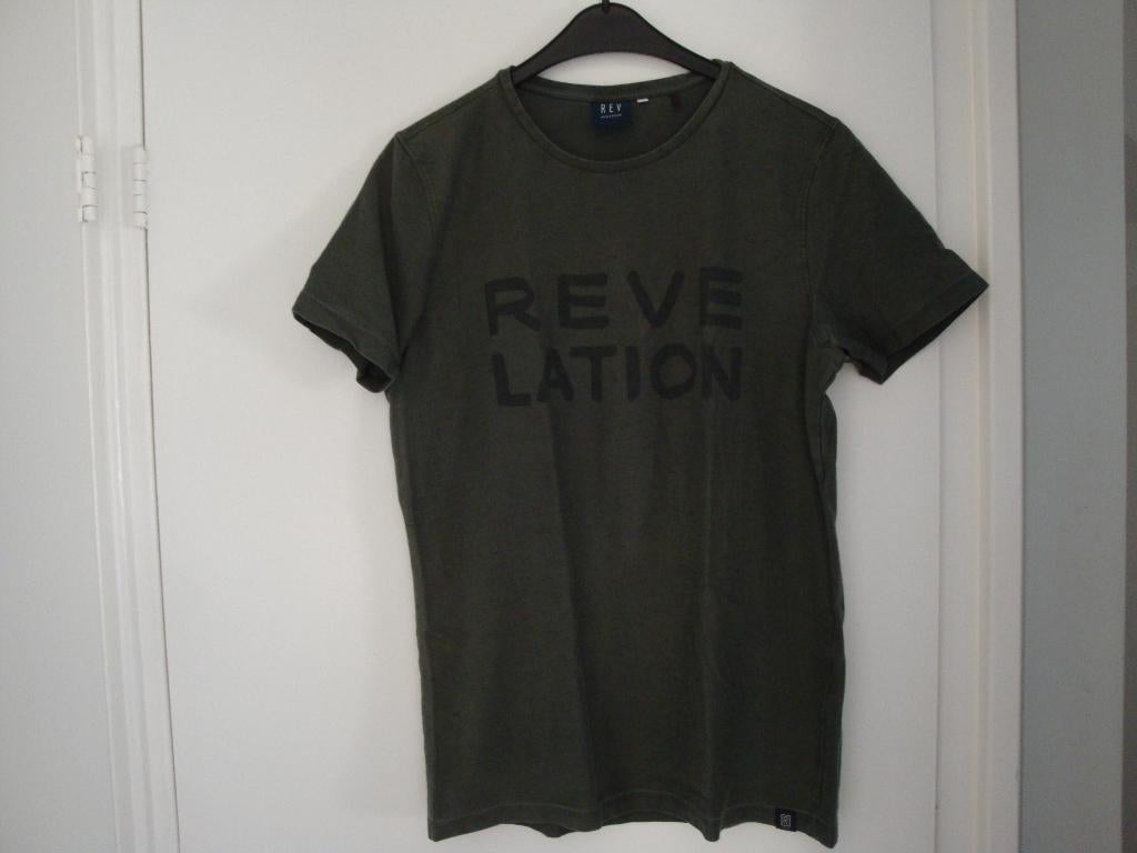 Army groen REVELATION shirt met print. Maat L., Maat 52/54 (L), Zo goed als nieuw, Groen, REVELATION