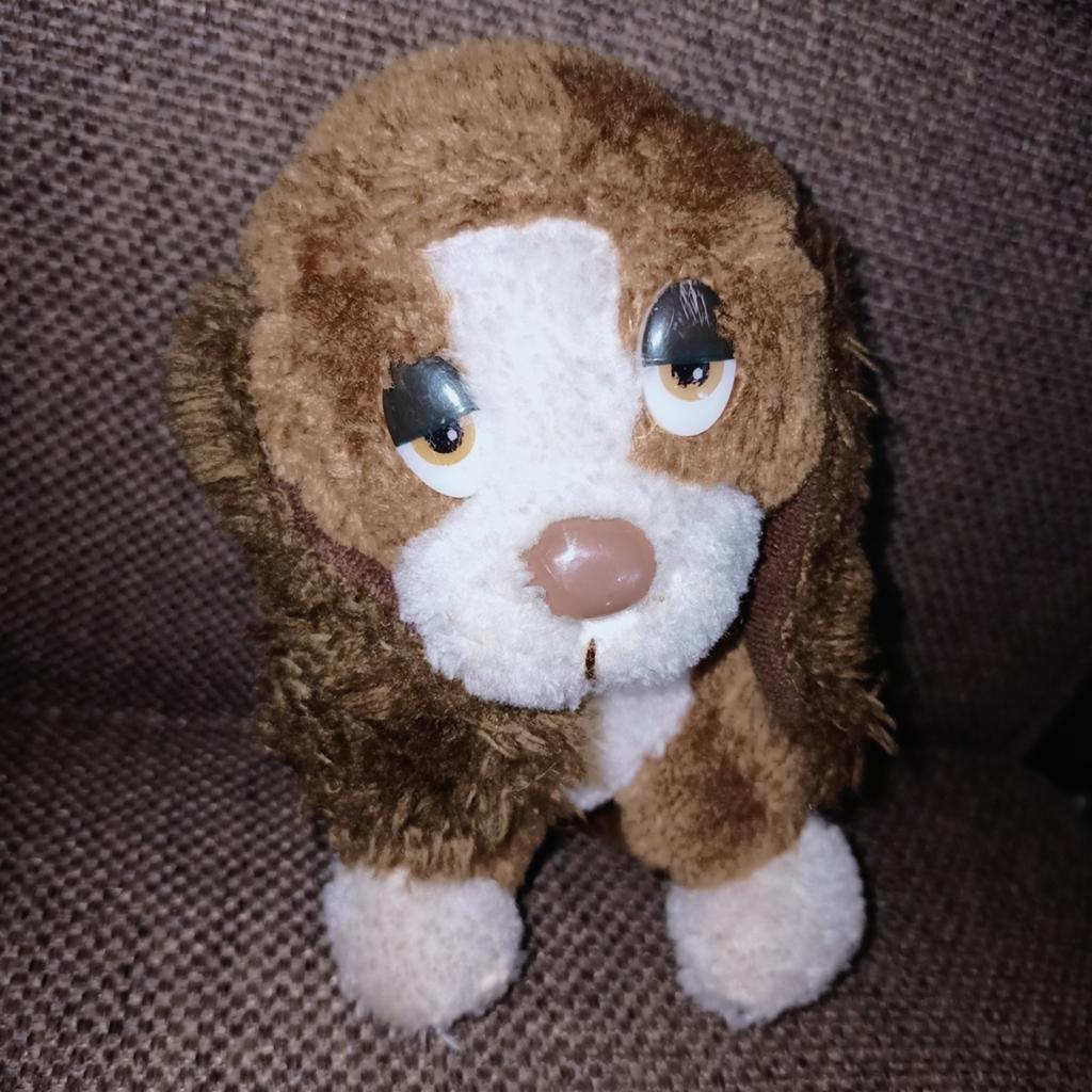 Vintage russ berrie bashful basset dog, Baxter,, Gebruikt, Wasbaar, Klein (minder dan 20 cm), Bruin