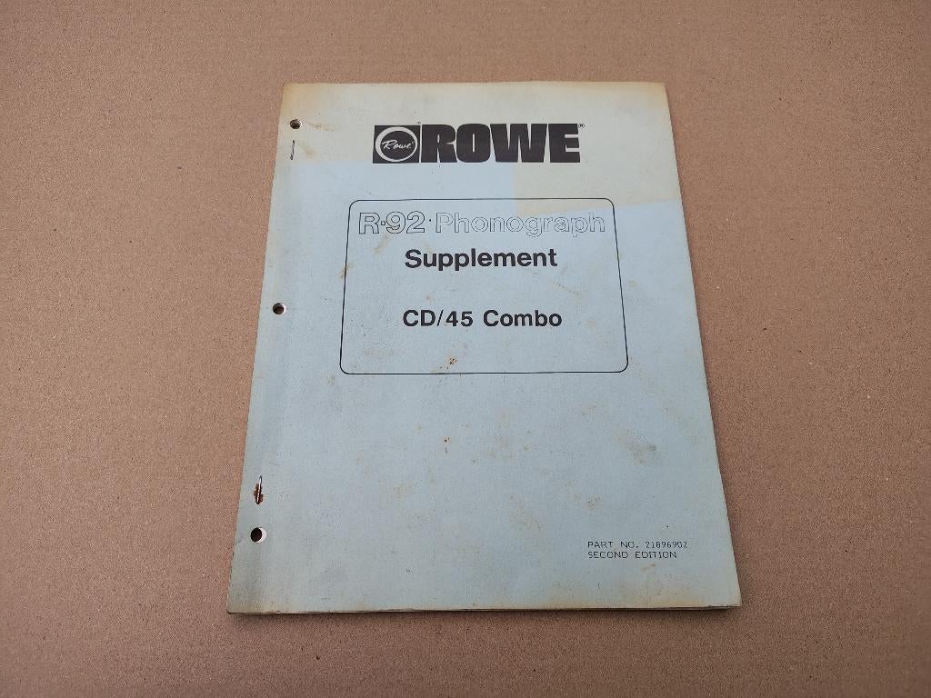 Manual/ CD 45 Combo Rowe-AMi R92 (1988) jukebox, Verzenden, Gebruikt, 1950 tot 1960, Seeburg