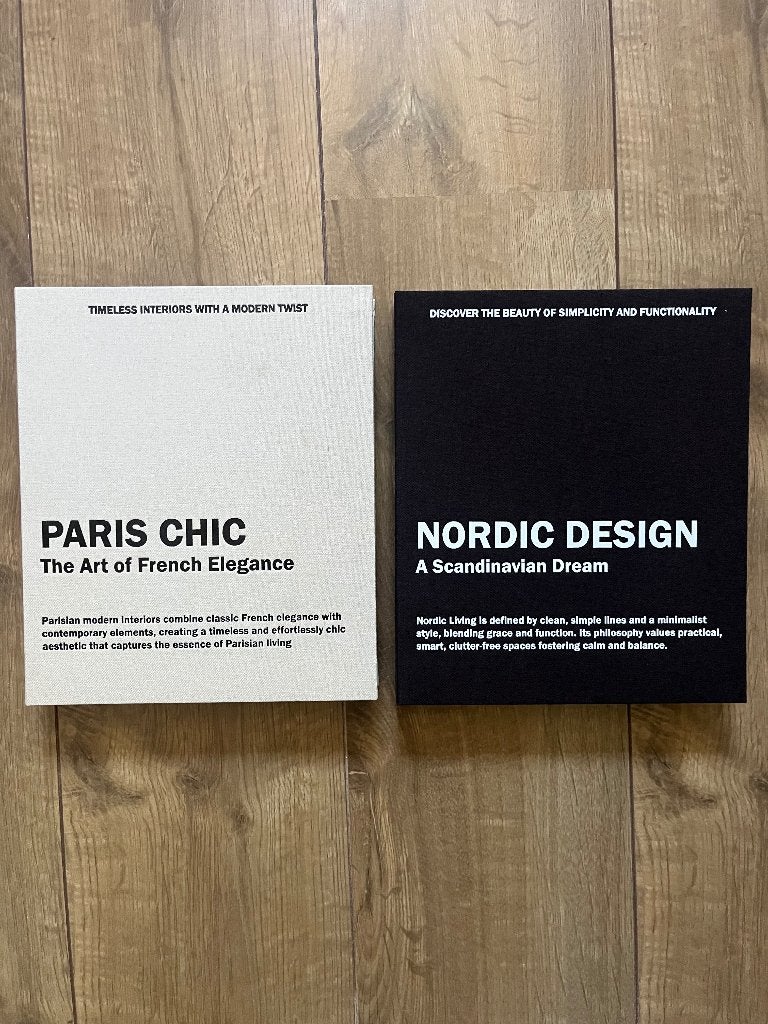 2x opbergboek linnen Paris Chic beige en Nordic Design bruin, Ophalen of Verzenden, Zo goed als nieuw, Papier/karton