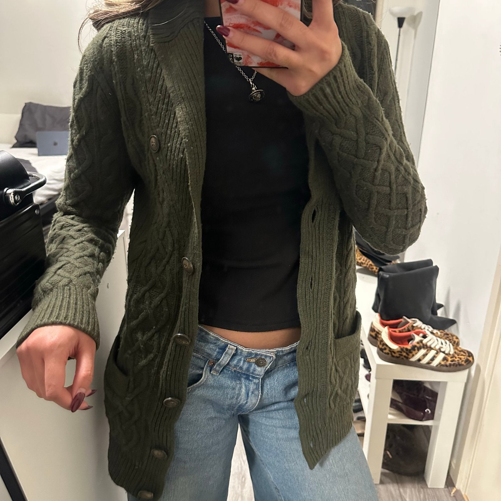 Massimo Dutti Vintage Wollen Vest, Ophalen of Verzenden, Zo goed als nieuw, Maat 36 (S), Groen