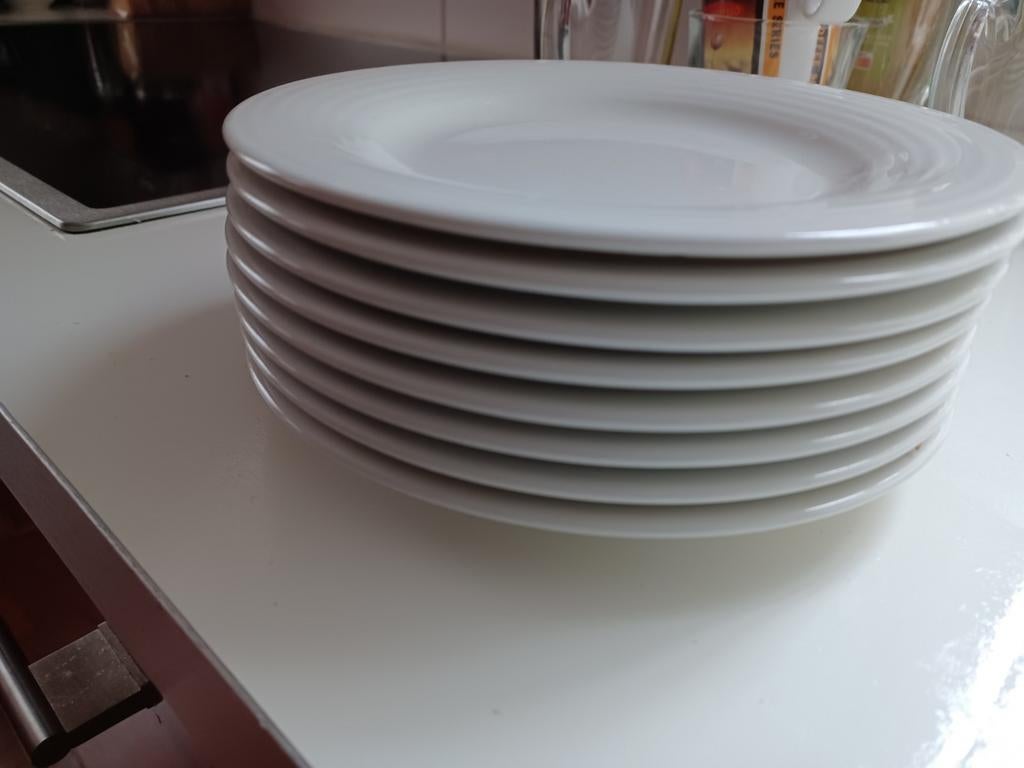 Set van 8 Costaverde Duo borden, wit, oven- en vaatwasb, Gebruikt, Keramiek, Ophalen of Verzenden, Bord(en)