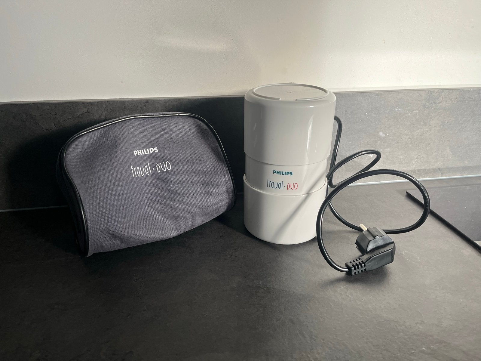 Philips Travel-Duo Waterkoker met 2 Kopjes en Tas, Witgoed en Apparatuur, Ophalen of Verzenden, Zo goed als nieuw
