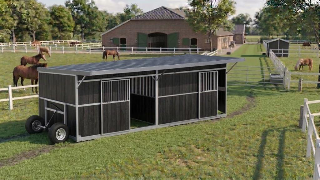 Mobiele buitenstal op wielen | Verplaatsbare paardenboxen, Dieren en Toebehoren, Stalling en Weidegang, Weidegang, 4 paarden of pony's of meer