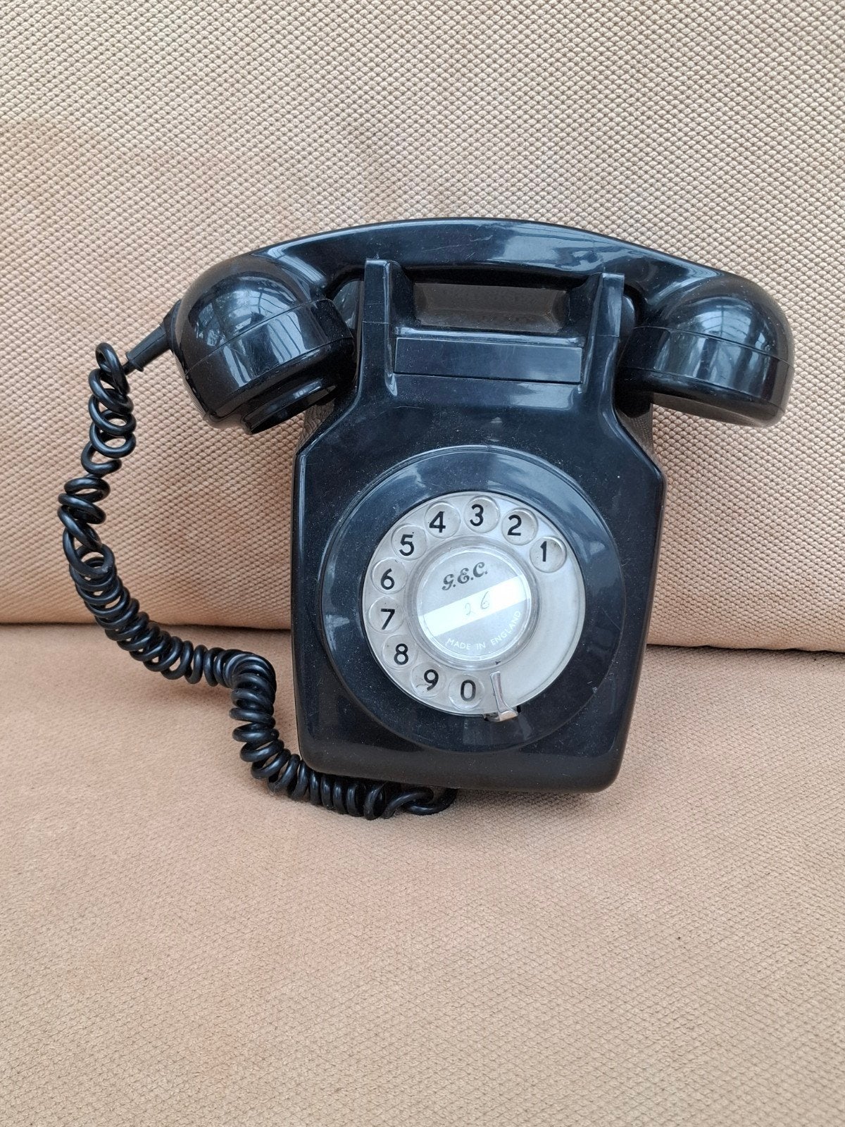 Vintage UK G.E.C. 'GBO 741' telefoon, Ophalen of Verzenden, Gebruikt, Met draaischijf