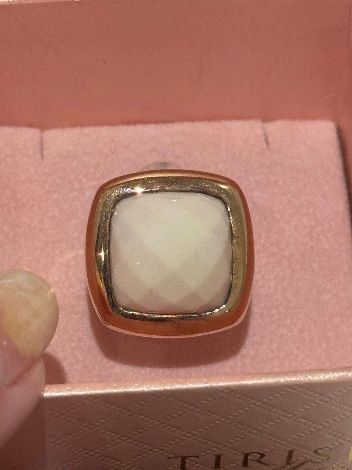 Tirisi ring witte agaat 18 karaat rose goudmaat 17.5, Sieraden, Tassen en Uiterlijk, Ophalen, Nieuw, 17 tot 18, Dame