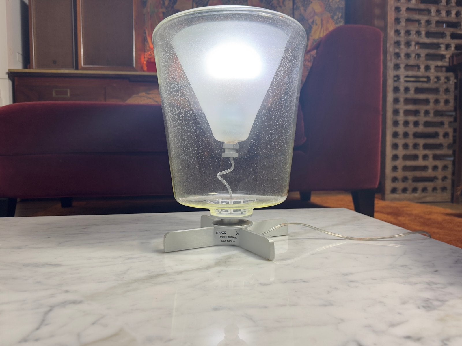 Zeldzame Oluce Lanterna design tafellamp – Murano glas 1998, |, Minimalistisch, 35 cm, Glas